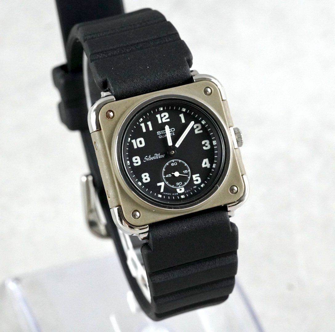 電池交換済 Seiko セイコー Silverwave シルバーウェーブ Baby Cockpit 1428-005 A スモセコ Vintage ヴィンテージ Quartz 1980 s Military Style 激