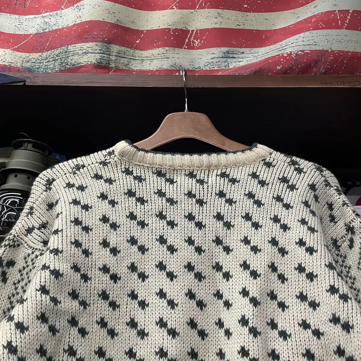 90s カナダ 툰드라 ヘビー ウール トナカイ パータン クロップド ニット セーター N206