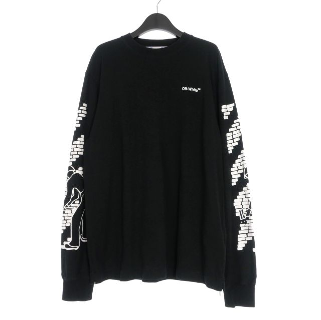 OFF WHITE 長袖カットソー ブラック Off-White ブラック 長袖カットソー オフホワイト ロンT - メルカリ