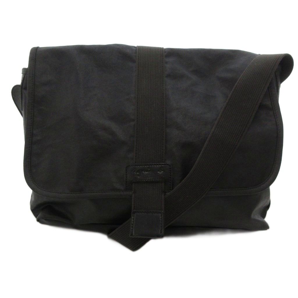 アニエスベー agnes b. ショルダーバッグ フラップ ロゴ 黒 ブラック JS GY 01