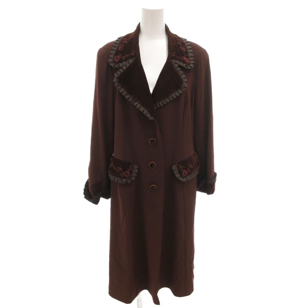 ノンノンドール non dorl ムッシュ榊 ワンピース ベロア 長袖 ロング 刺繍 42 ブラウン FF GY 44
