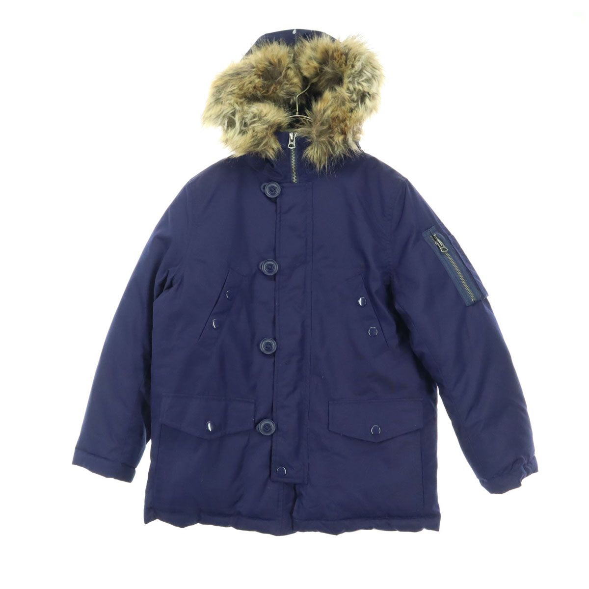 POLO RALPH LAUREN ポロラルフローレン 長袖 N 3 Bタイプ ダウンジャケット 140 ネイビー ミリタリー風 キッズ 古着
