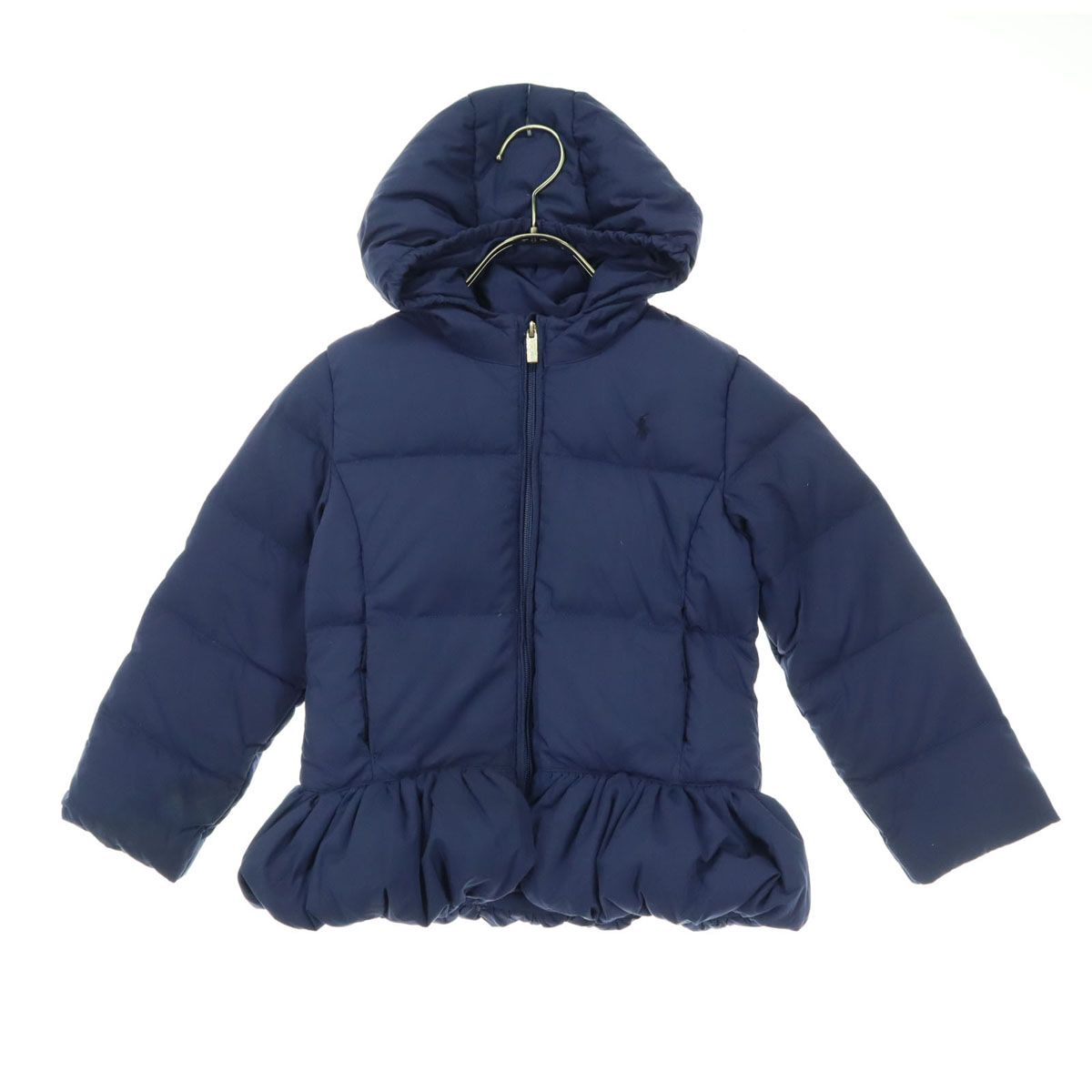 RALPH LAUREN ラルフローレン ワンポイントロゴ 長袖 ダウンジャケット 120 ネイビー キッズ 古着