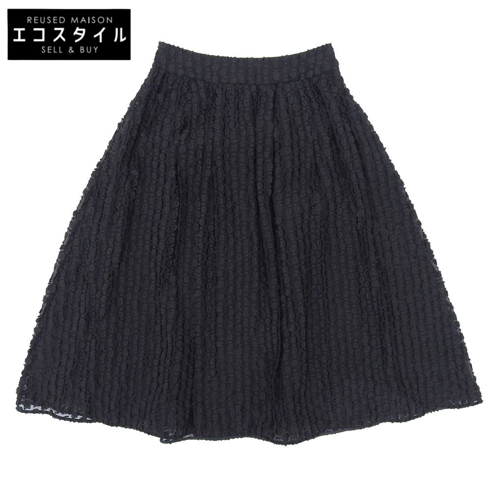 EPOCA エポカ シアーカット ジャカード ギャザーフ スカート レディース ブラック 38 M 5 S 07-418-09