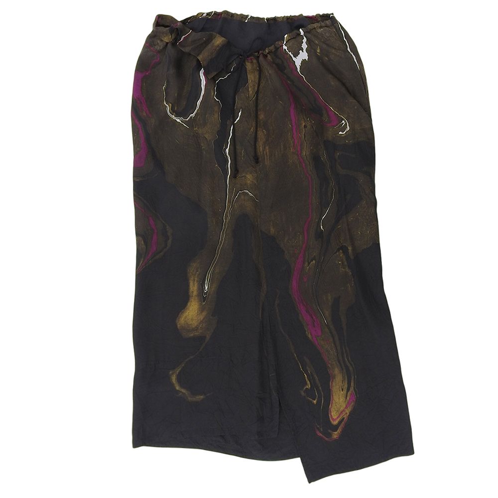 Y s ワイズ 総柄 フ マキシスカート レディース ブラック 1 YN-S 07-211