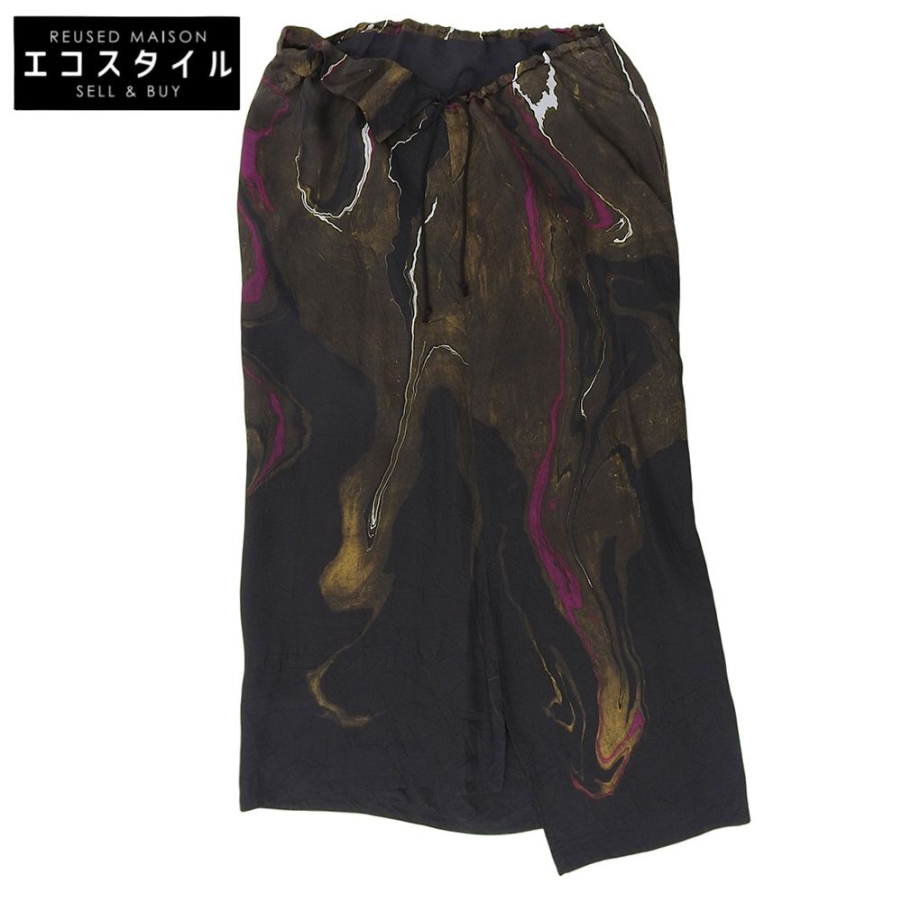 Y s ワイズ 総柄 フ マキシスカート レディース ブラック 1 YN-S 07-211