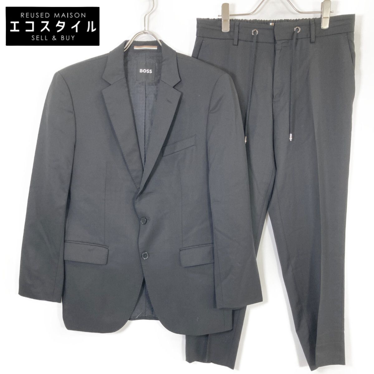 BOSS ボス ﾌﾞﾗｯｸ ﾊﾞｰｼﾞﾝｳｰﾙｻｰｼﾞ ｽﾘﾑﾌｨｯﾄ ｽｰﾂｼﾞｬｹｯﾄ・ﾊﾟﾝﾂｾｯﾄｱｯﾌﾟ 50