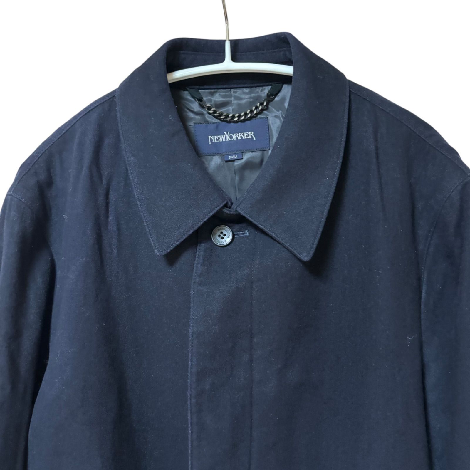 ZM1694 NEWYORKER ニューヨーカー ステンカラーコート ネイビー ウール