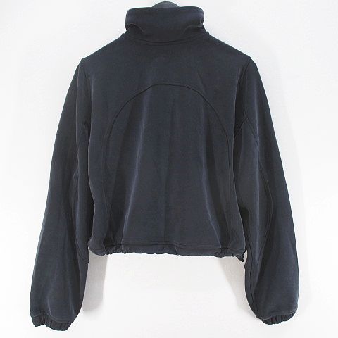 ルルレモン lululemon スポーツウェア ヨガ アクティブウェア LW 31 DXS 長袖 ラッシュド ソフトストーム ハーフジップ 0 灰系 ブルーグレー ロゴ プリント ストレッチ