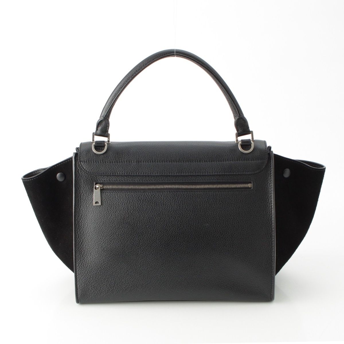 セリーヌ トラペーズ レザー スエード 2way ハンドバッグ ブラック