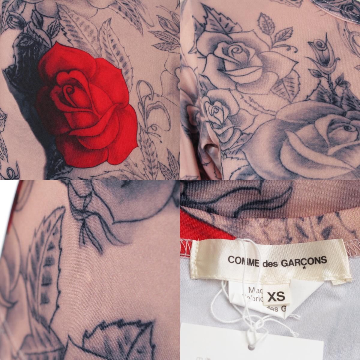 美品　コムデギャルソン　タトゥー　薔薇柄　カットソー　長袖　トップス コムデギャルソン AD2018 19SS タトゥー 薔薇 セカンドスキン