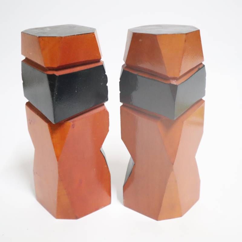 アイヌ 木彫 置物 人物像 ペア 北海道 民芸 木製 彫刻 無銘 工芸品