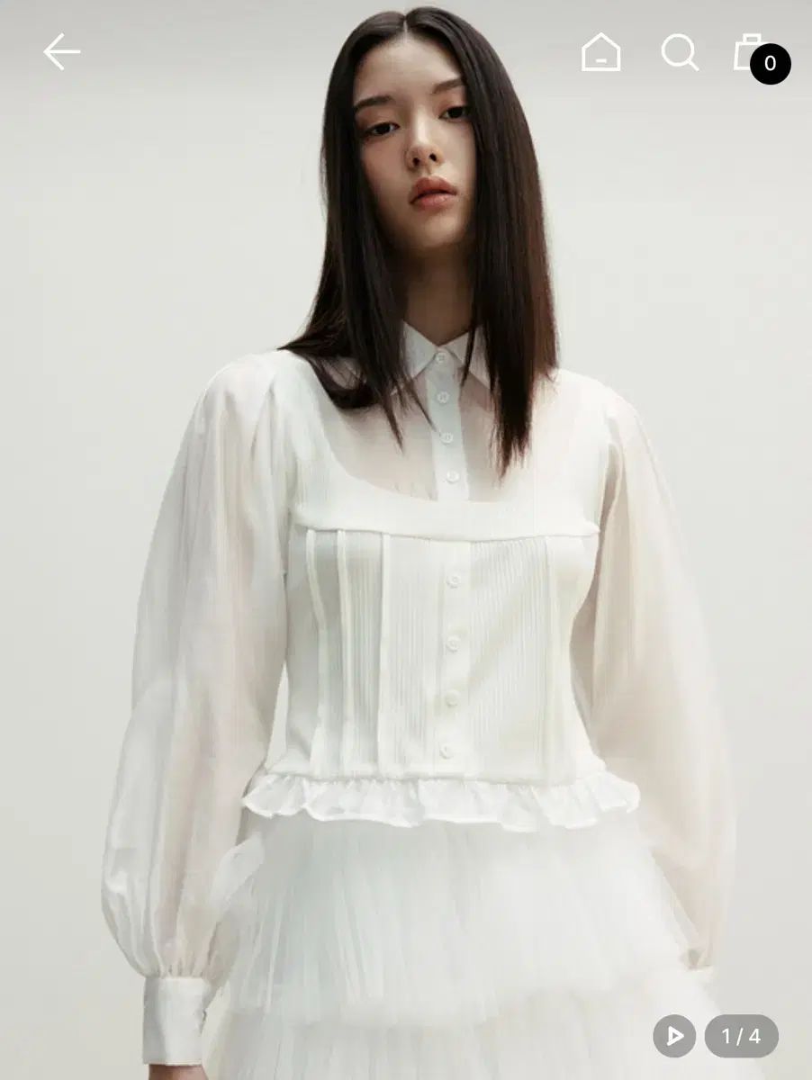 THETIS ピンタック ビスチェ シャツ アイボリー