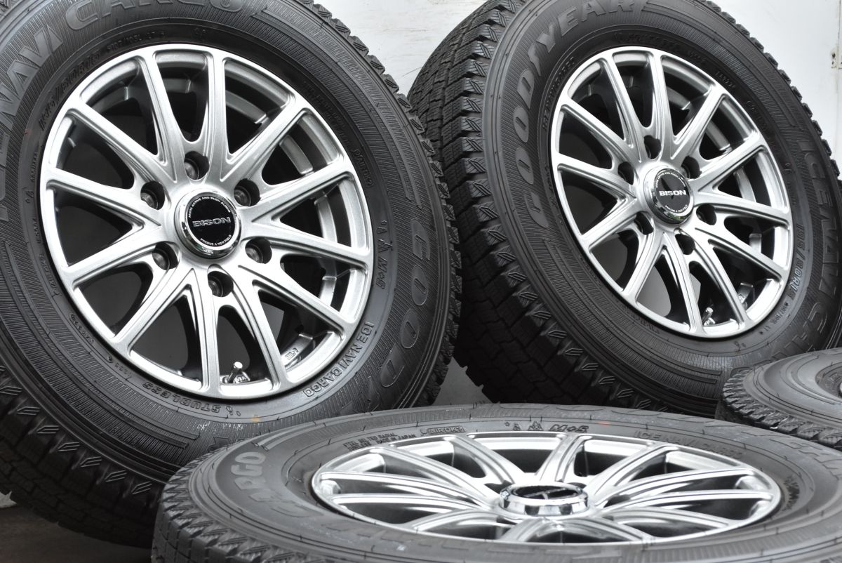 バリ溝 BISON 15 in 6 J 33 PCD 139 7 グッドイヤー アイスナビカーゴ 195 80 R LT ハイエース レジアスエース スタッドレス