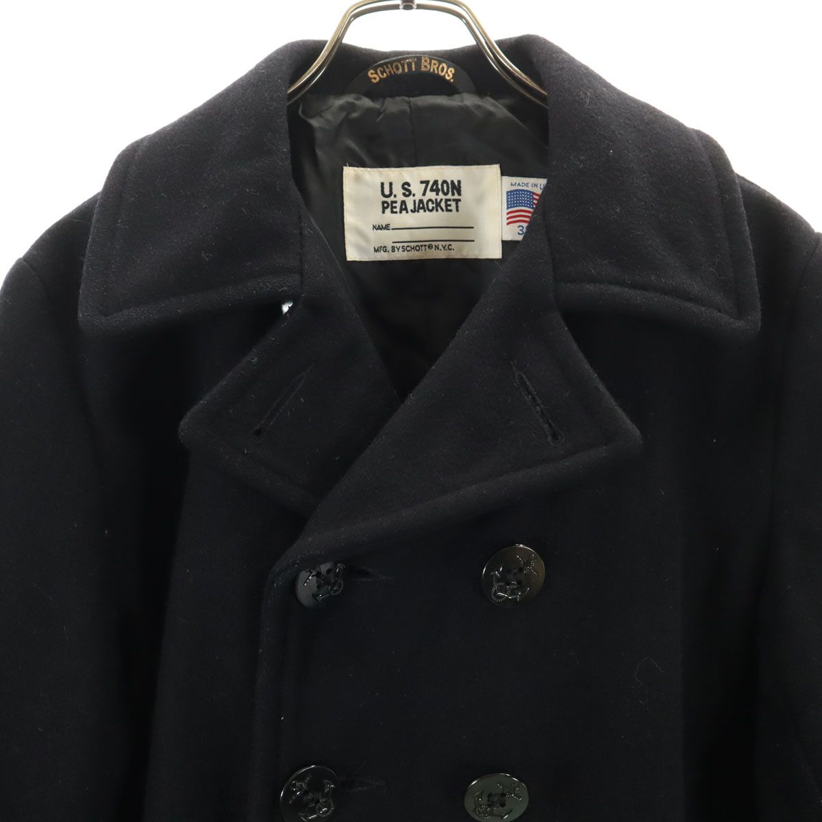 schott ショット USA製 ピーコート 38 ブラック U.S.740N メンズ 古着