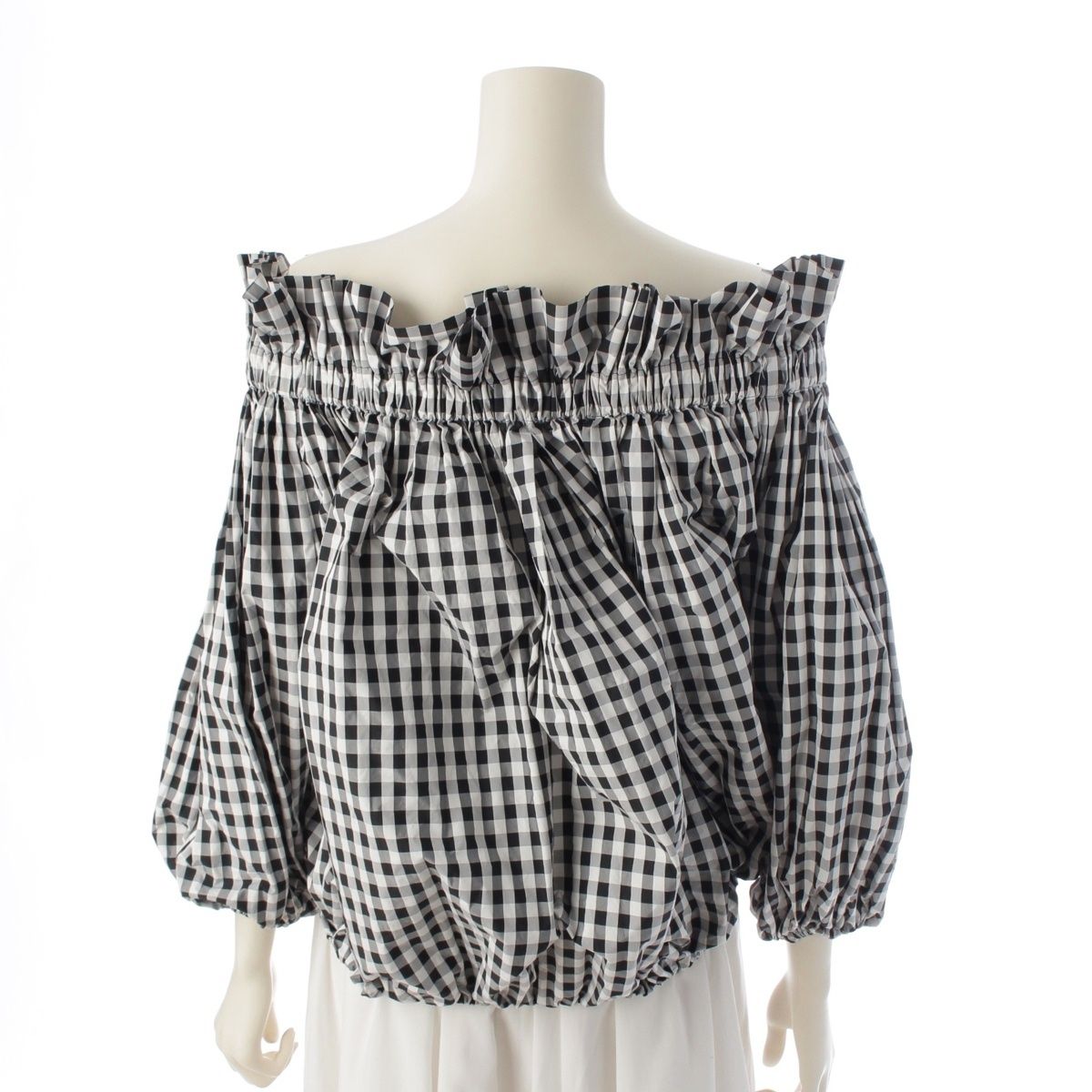 シーニュ CYGNE LILIANE フリル ギャザー オフショルダー ギンガム