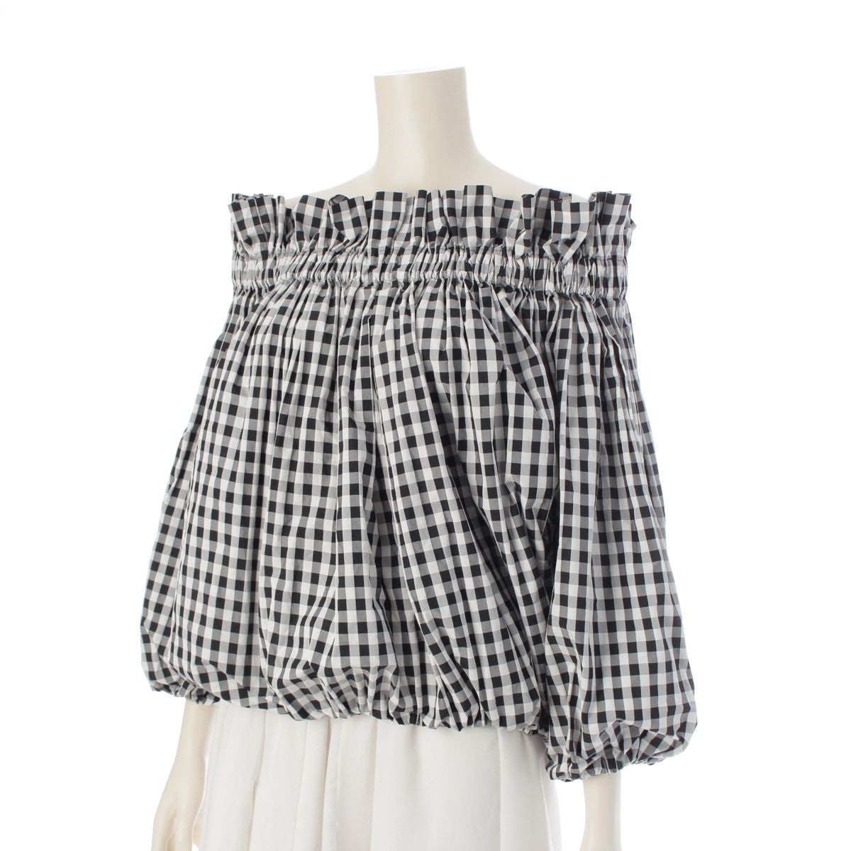 シーニュ CYGNE LILIANE フリル ギャザー オフショルダー ギンガム