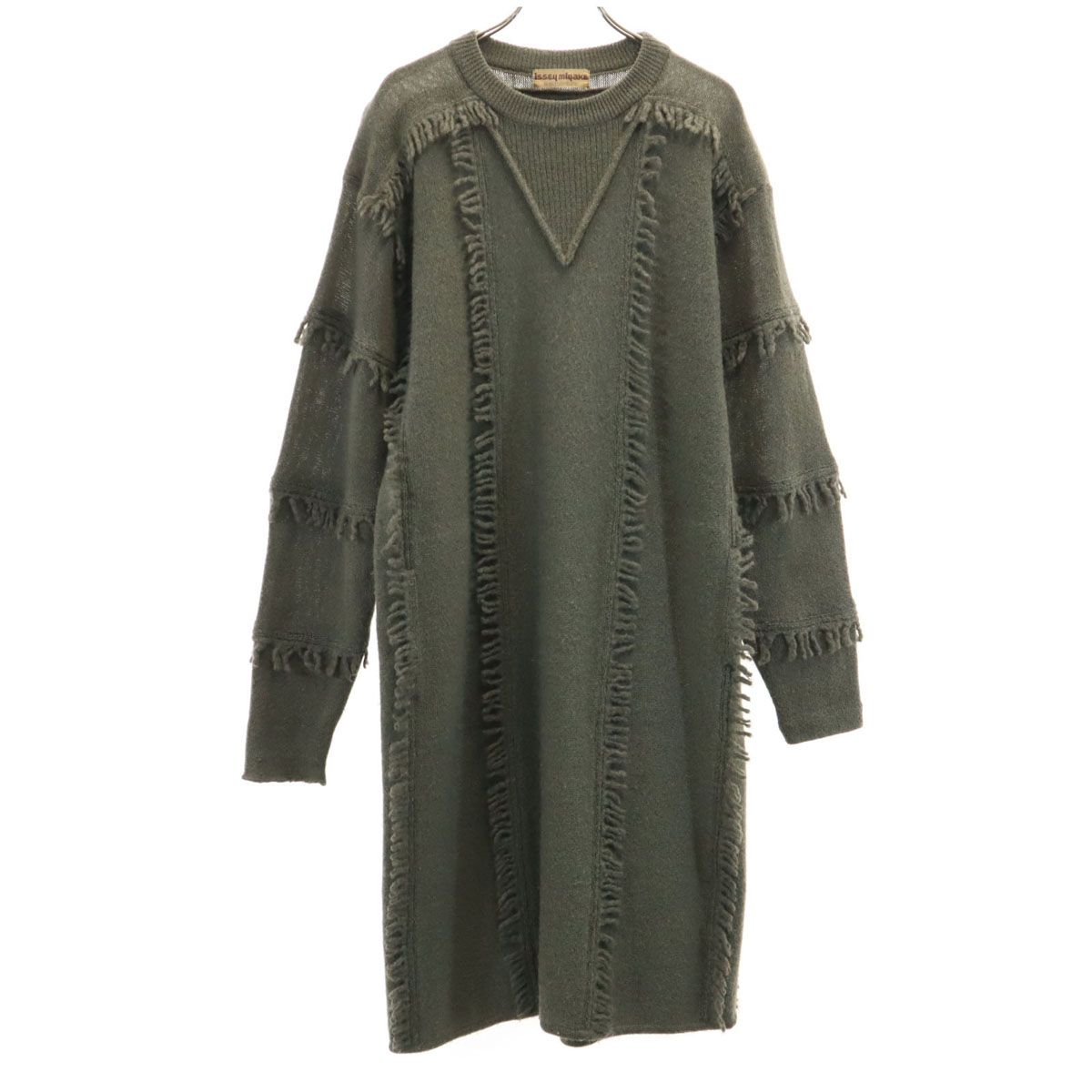 issey miyake by ALL STYLE イッセイミヤケ バイ オールスタイル 70 s オールスタイルタグ ヴィンテージ 長袖 ニット ロングワンピース オリーブ レディース 古着