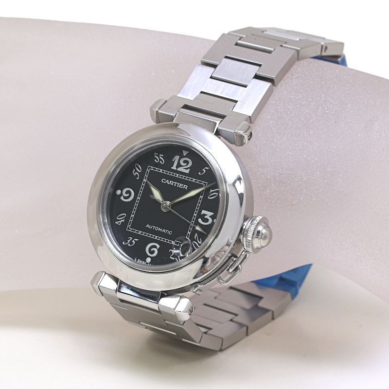 CARTIER カルティエ パシャC ブラック ユニセックス 旧カレンダー 磨き済 腕時計 ボーイズ ステンレススチール 40219