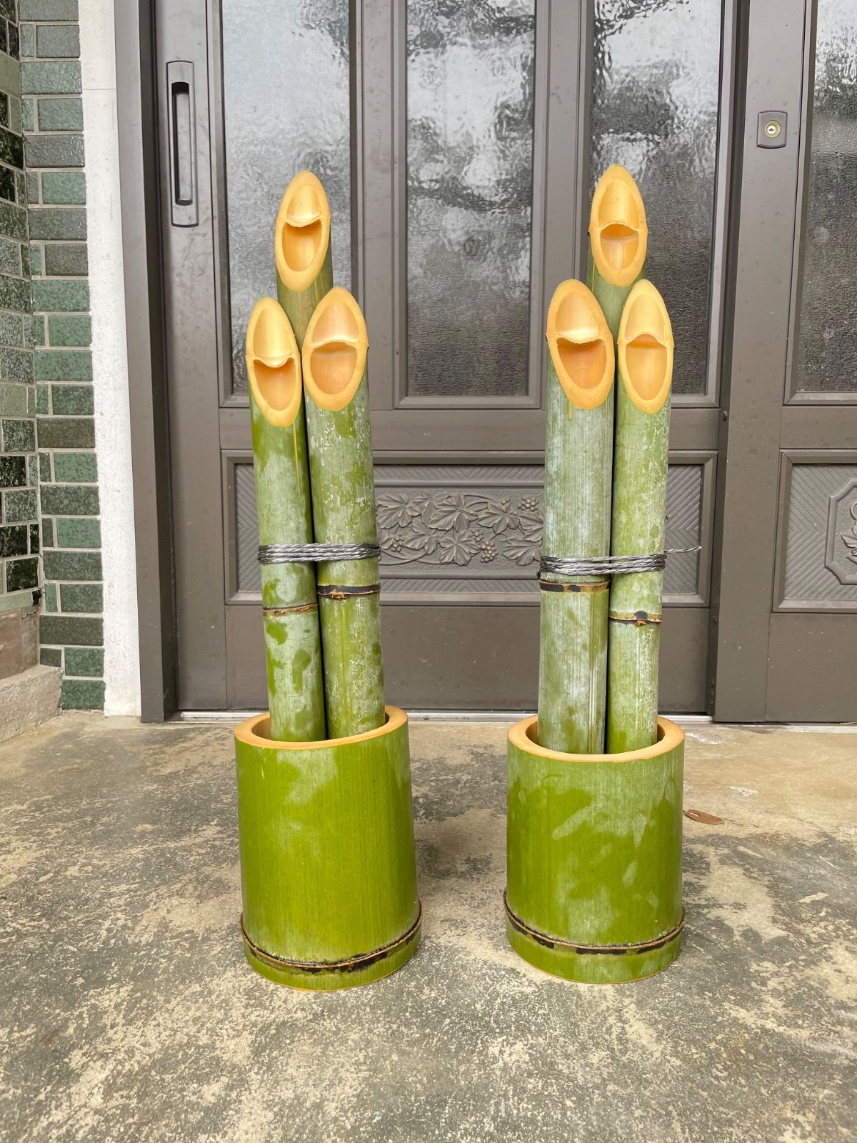 早い者勝ち】竹製 門松 3本 2セット 62cm 正月飾り 飾り付き 竹細工