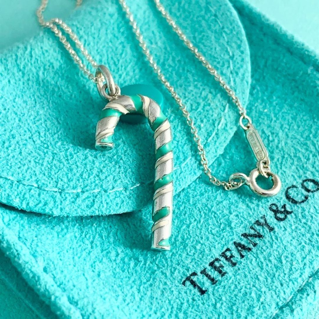 ティファニー 希少 キャンディ ケーン ブルー エナメル ネックレス