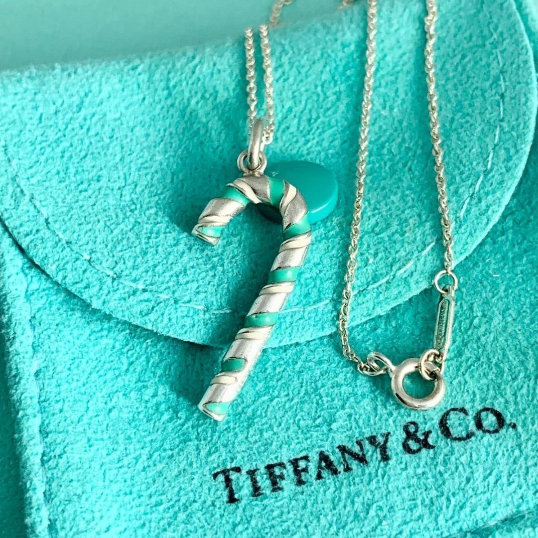ティファニー 希少 キャンディ ケーン ブルー エナメル ネックレス
