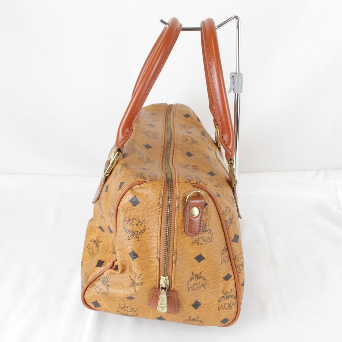 USED』MCM【エム・シー・エム】 ミニボストンバッグ ロゴグラム レザー 