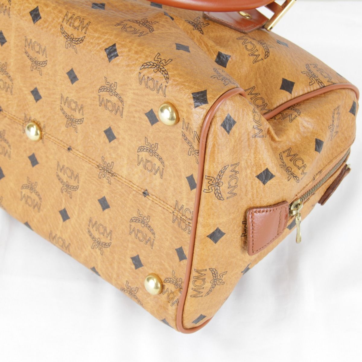 USED』MCM【エム・シー・エム】 ミニボストンバッグ ロゴグラム レザー 