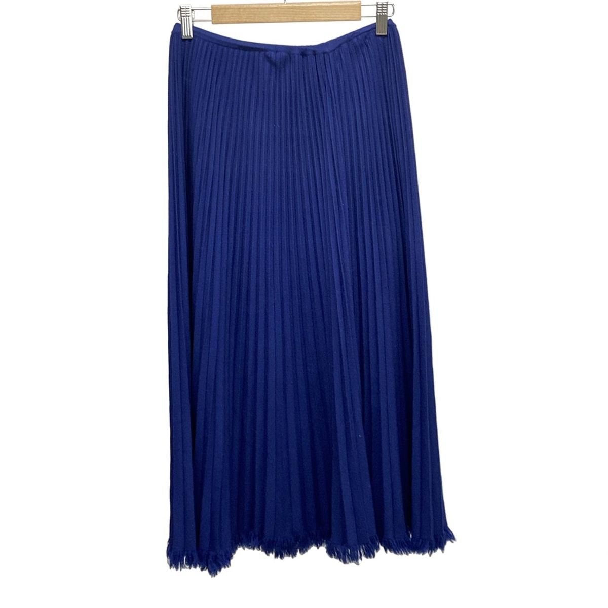 Drawer ドゥロワー ロングスカート レディース ブルー ニット プリーツ