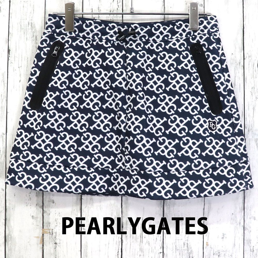 再々値下げ☆パーリーゲイツ☆PGG☆ロゴ柄スカート ☆美品 PEARLYGATES パーリーゲイツ PGロゴ総柄 ドローコード