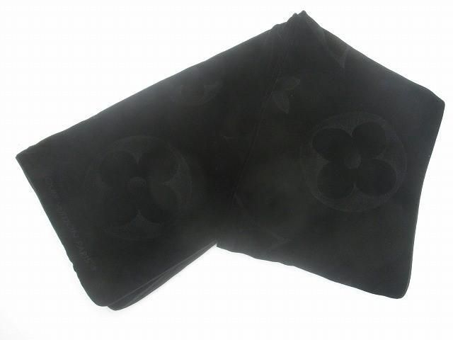 ルイヴィトン LOUIS VUITTON モノグラム エシャルプ ベルベット ストール ショール ブラック 黒 レディース