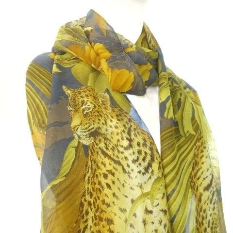 Salvatore Ferragamo フェラガモ ヒョウ柄 スカーフ ストール サルヴァトーレフェラガモ Salvatore Ferragamo ストール シルク 絹