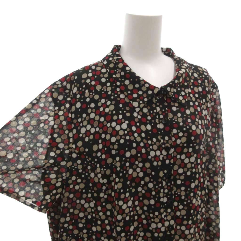 レリアン Leilian ワンピース 17+ 黒 ブラック 半袖 ドット 赤 大きい