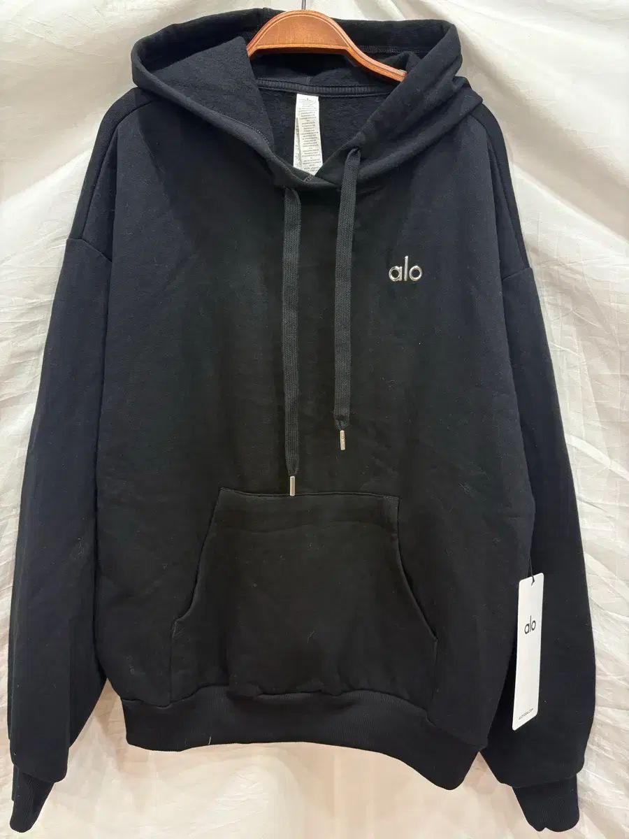 Alo アルロ 起毛 WHO フードTシャツ ブラック S サイズ