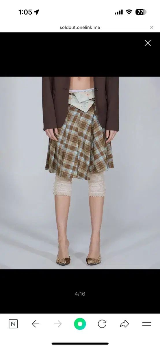 SCULPTOR F ed Waist Plaid Skirt Blue Check