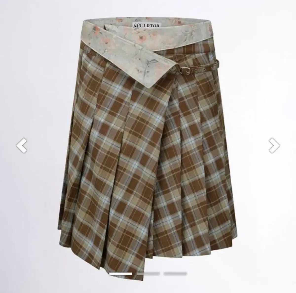 SCULPTOR F ed Waist Plaid Skirt Blue Check