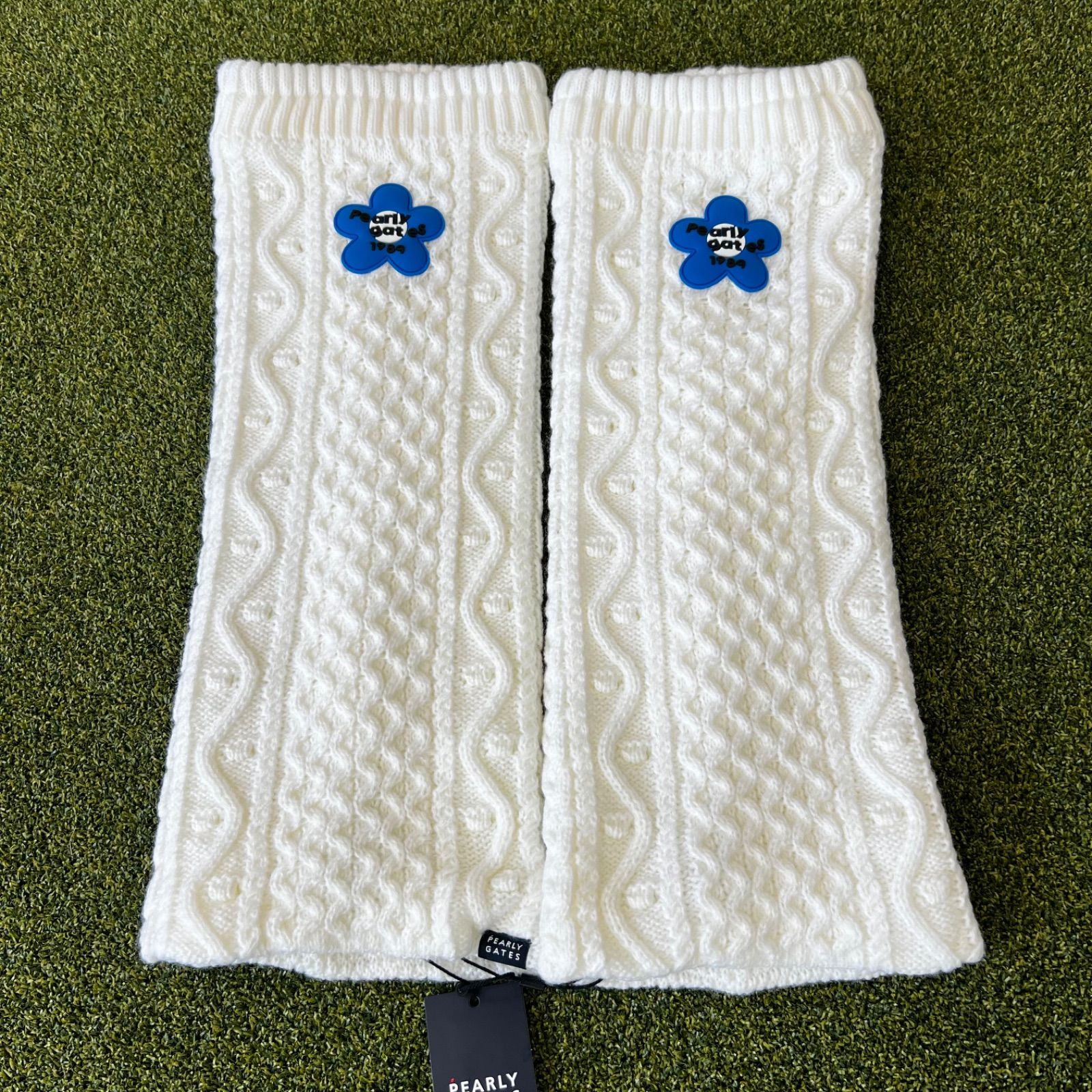 2025 FW 10％OFF PEARLY GATES フラワーワッペンアラン編みニットレッグウォーマー LADIES