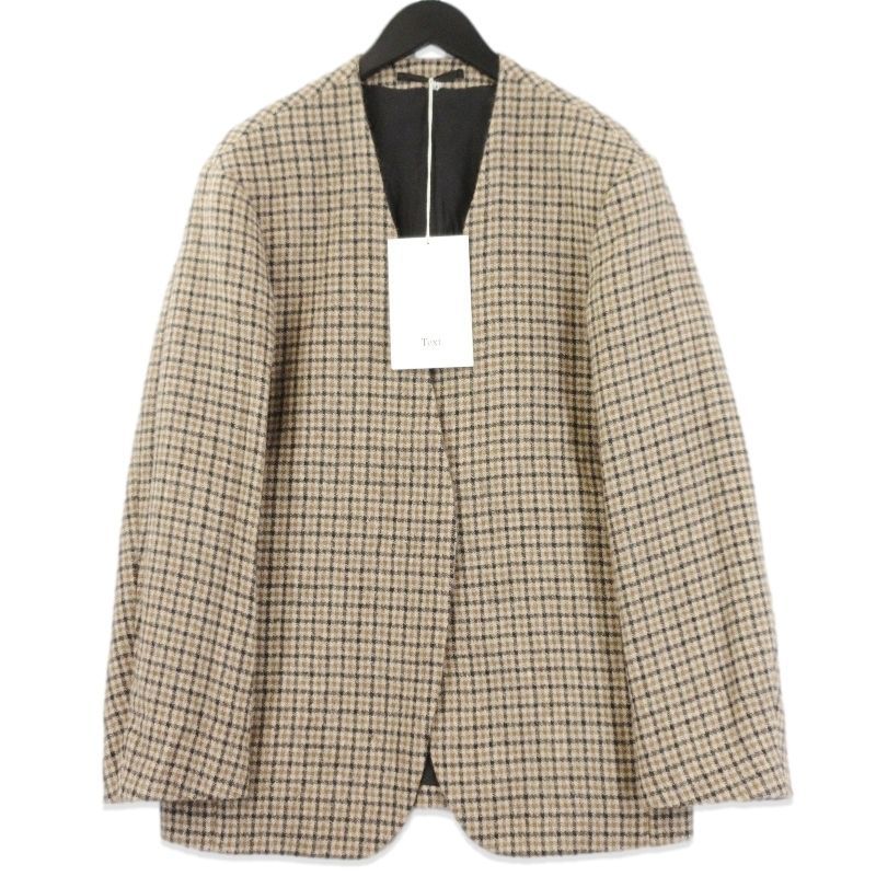 Text テクスト アルパカ カーディガン T 19 C-01 JK 01 C チェック ジャケット ベージュ 2