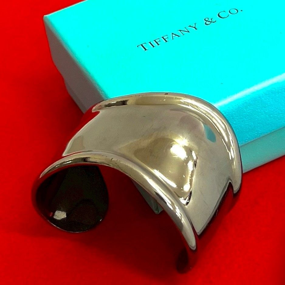 極 美品 希少品 TIFFANY&Co. ティファニー ボーンカフ バングル ロゴ
