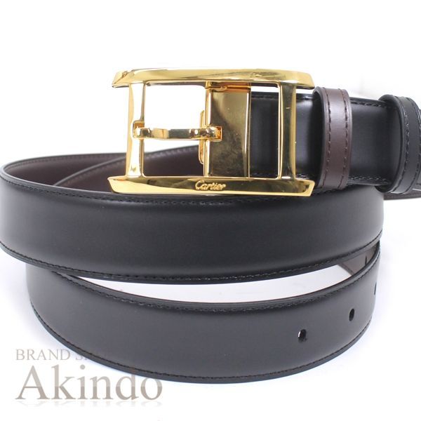 新品】Cartier カルティエ ベルト メンズ 黒 茶 フリーサイズ ブラック