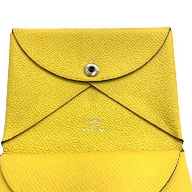 HERMES(エルメス) カルヴィ デュオ コンパクト財布 レザー イエロー