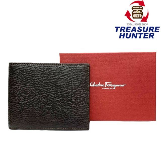 Salvatore Ferragamo レザー 札入れ2つ折り財布 ブラウン 注文