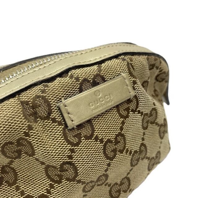 GUCCI GGキャンバス バンブー ポーチ 246174 Large pouch with Web in sand and brown GG canvas | GUCCI® US