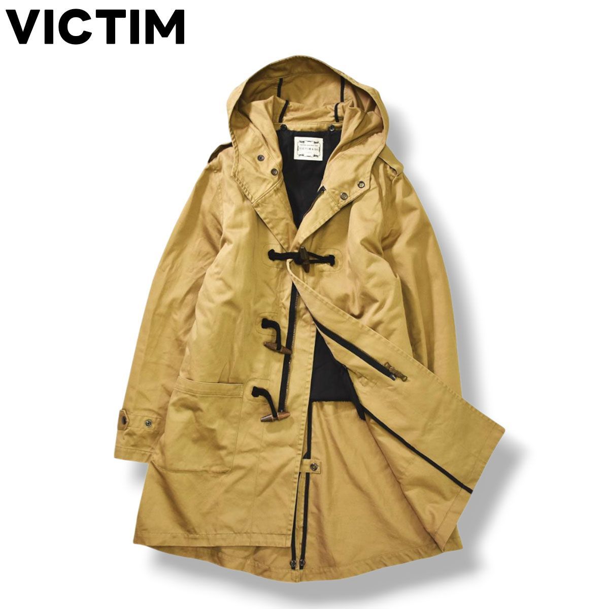 ヴィクティム VICTIM ライナー付き コットン ダッフルコート モッズパーカー ジャケット アウター 冬物 L ベージュ メンズ