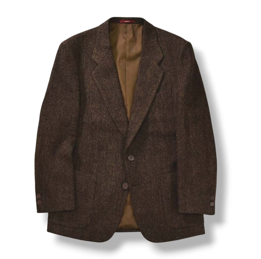 極美品】 【上質】 ダーバン DURBAN ヘリンボーンツイード シングル 2B