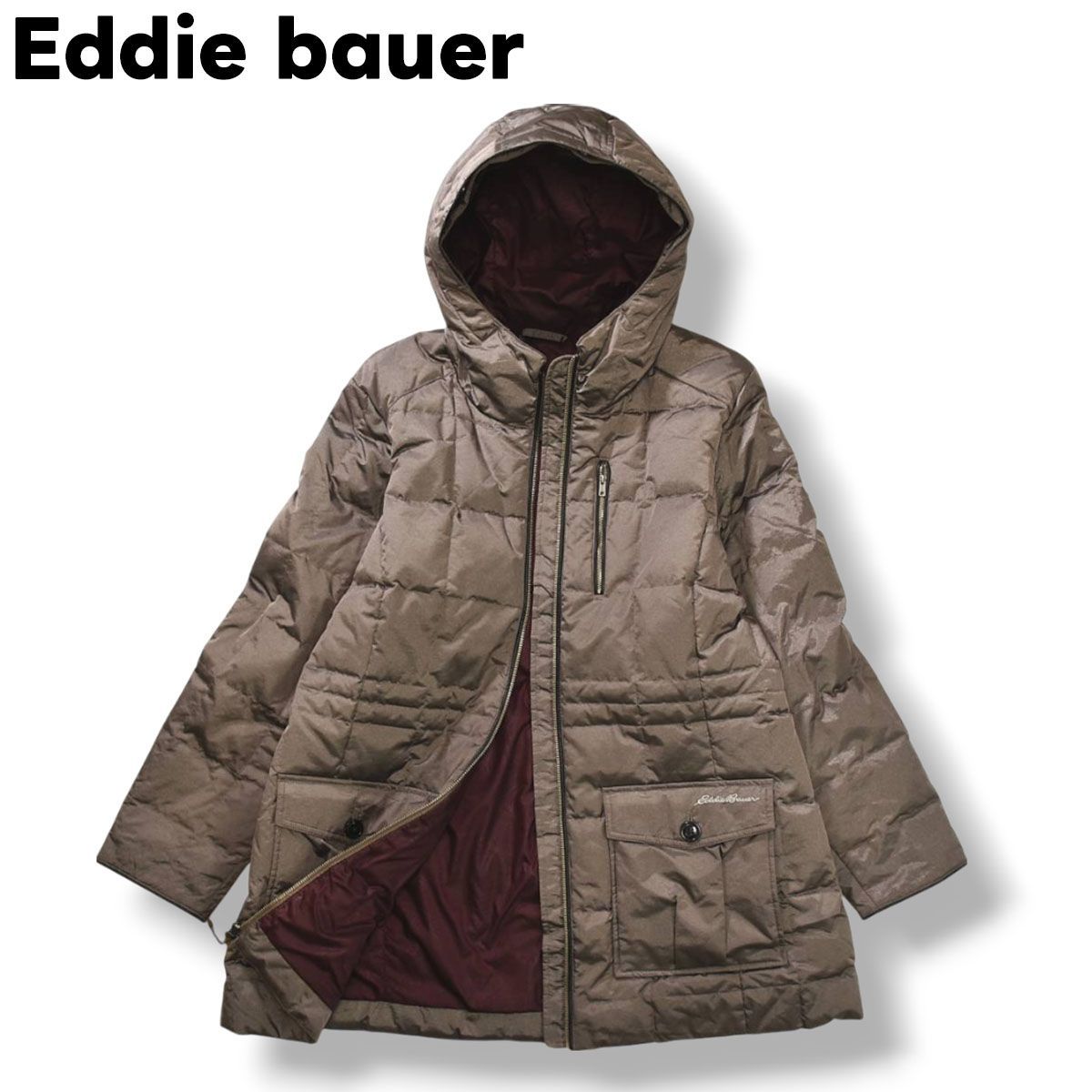 極暖】 エディーバウアー Eddie bauer 膝丈 ブロック キルティング 