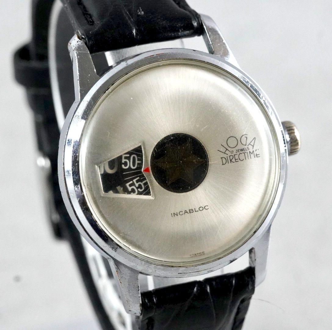  HOGA ホガ ダイレクトタイム ジャンピングアワー 手巻き 17石 ヴィンテージ アンティーク antique 1970年代 Rare Jump Hour Manual Winding 1970 s 稼働品 手巻き時計 腕時計(アナログ)