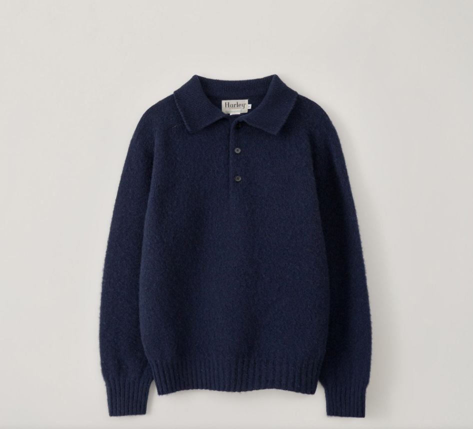 L BLANK ROOM ハーレーオブスコットランド シェイギドッグ ポロセーター ニューネイビー