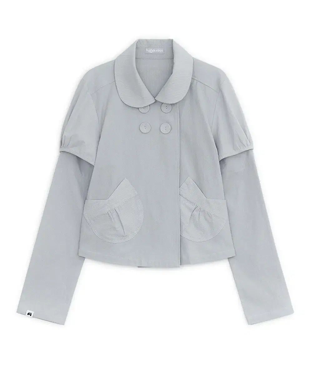 ハグユアスキン ディテーチャブル ラウンド ジャケット グレーッシュ ブルー