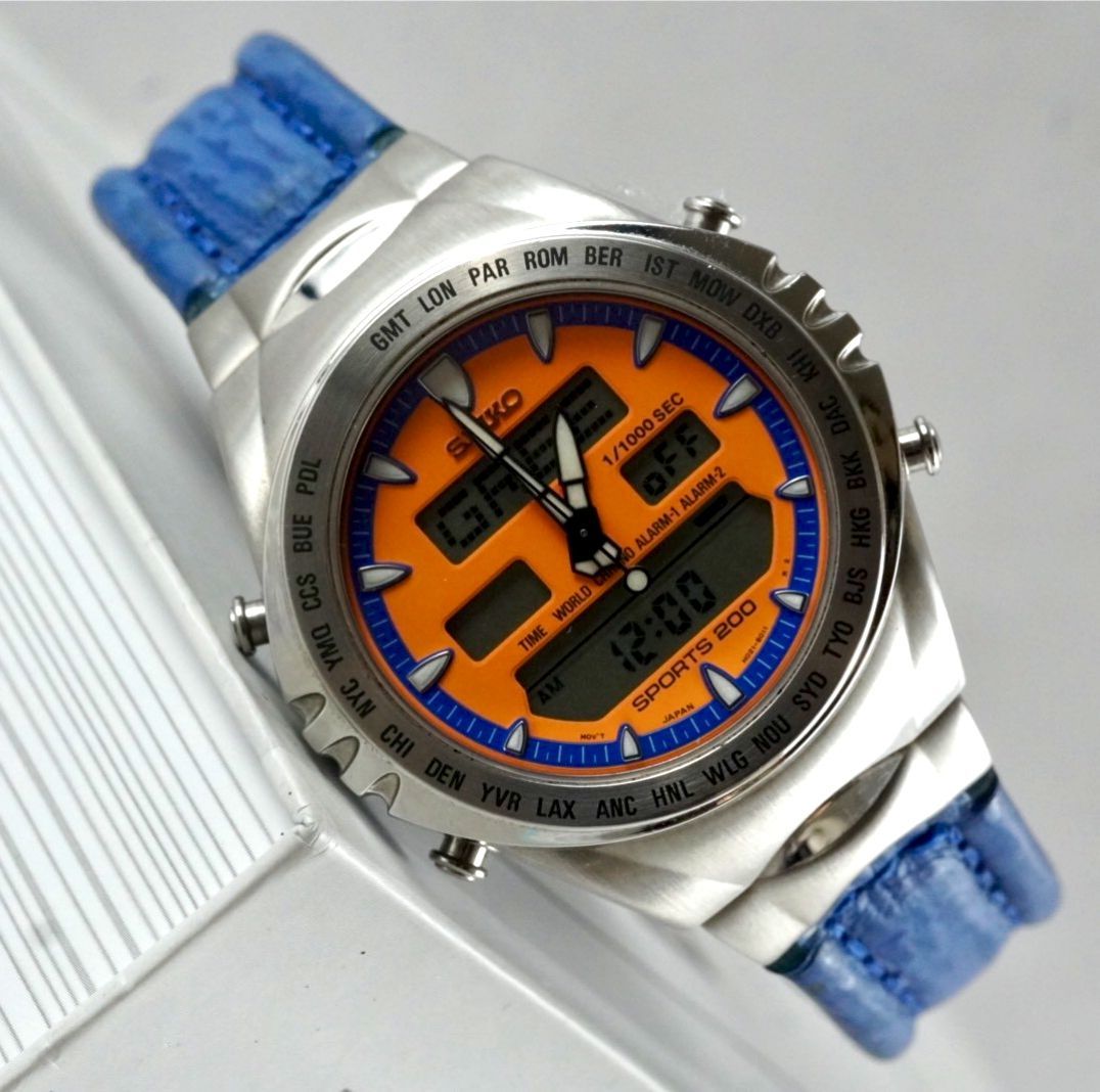 セイコー ジウジアーロ マッキナ・スポルティバ オレンジ アナデジ